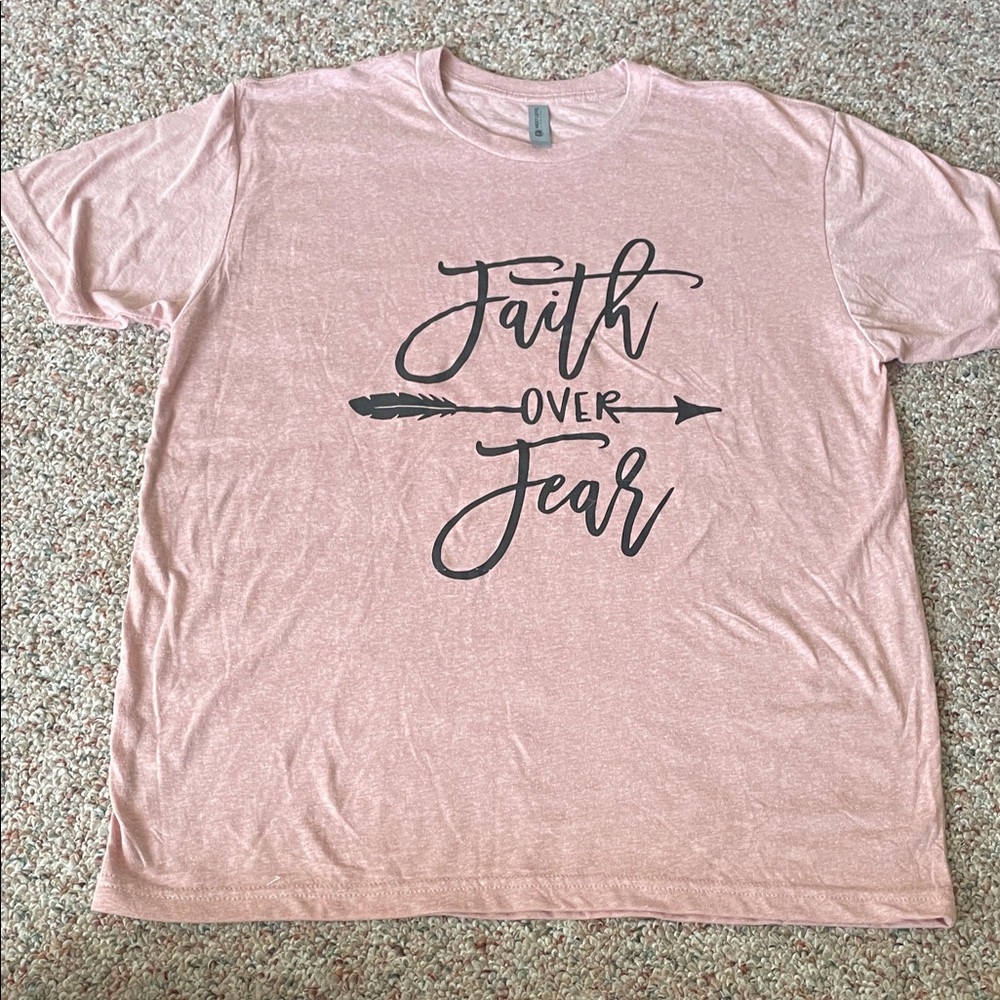 Next Level Apparel Pink Faith Over Fear Tee